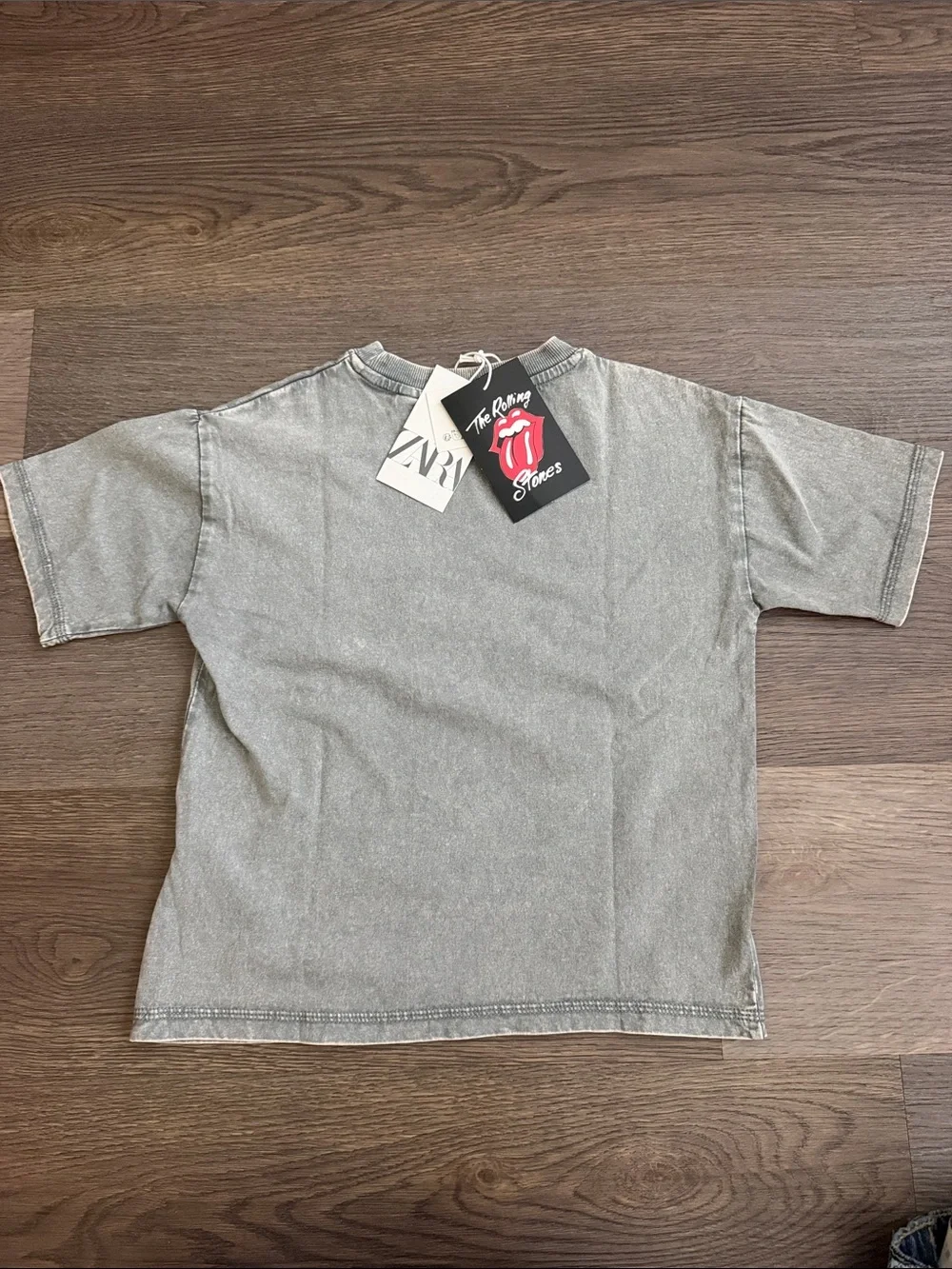 The Rolling Stones Gray Kids Tee with Red Tongue Graphic